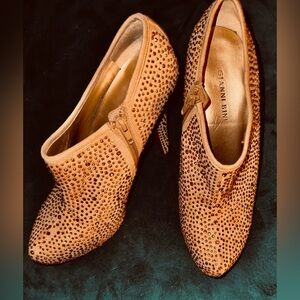 Gianni Bini rhinestone champagne/gold studded ankle booties Sz. 9 1/2